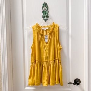BRAND NEW Ann Taylor Loft Chartreuse Yellow Silk Blousy Top Size XS